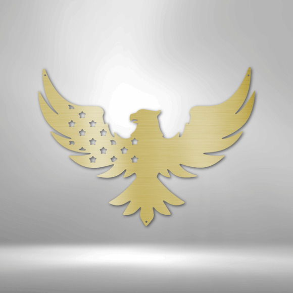 Patriotic Eagle Steel Sign Laser Cut Powder Coated Home & Office Metal Wall Deco